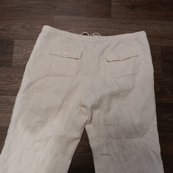GAP Women  Light Tan Cargo Pants 100% Linen - Picture 7 of 7
